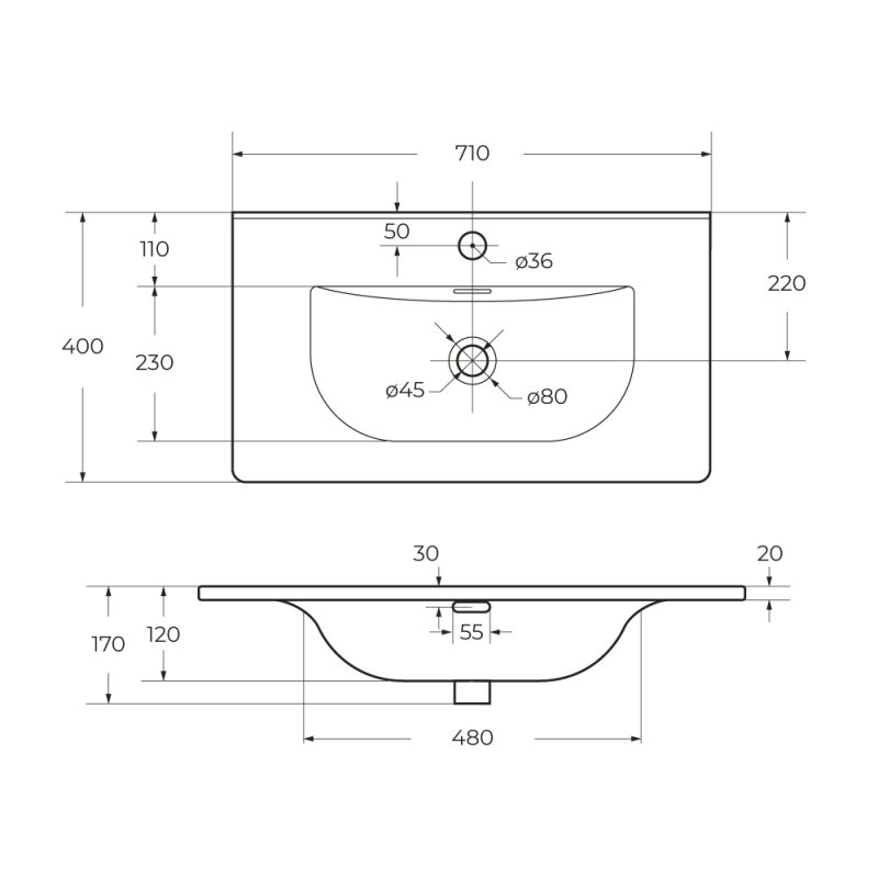Керамическая раковина BelBagno BB700/390ETL Керамическая раковина BelBagno BB700/390ETL