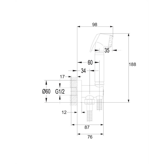 Точечный душевой гарнитур скрытого монтажа для биде OMNIRES BIDETTA-PPCR (хром) Точечный душевой гарнитур скрытого монтажа для биде OMNIRES BIDETTA-PPCR (хром)