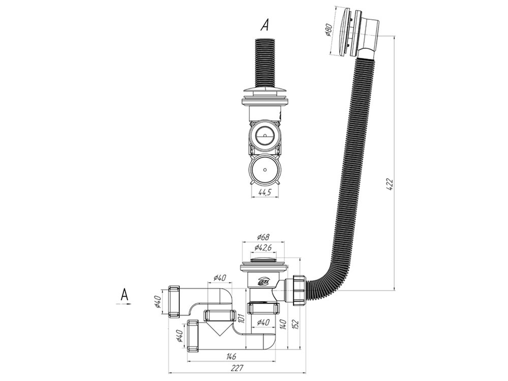 Сифон для ванны PRIME универсальный клик-клак Сифон для ванны PRIME универсальный клик-клак