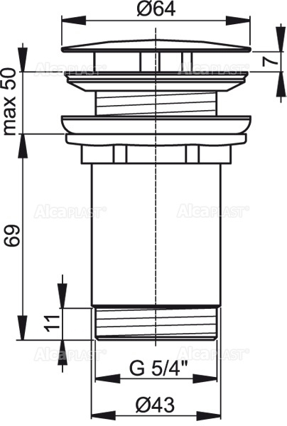 Донный клапан сифона для умывальника 5/4" цельнометаллический с большой заглушкой, для умывальников без перелива Донный клапан сифона для умывальника 5/4" цельнометаллический с большой заглушкой, для умывальников без перелива
