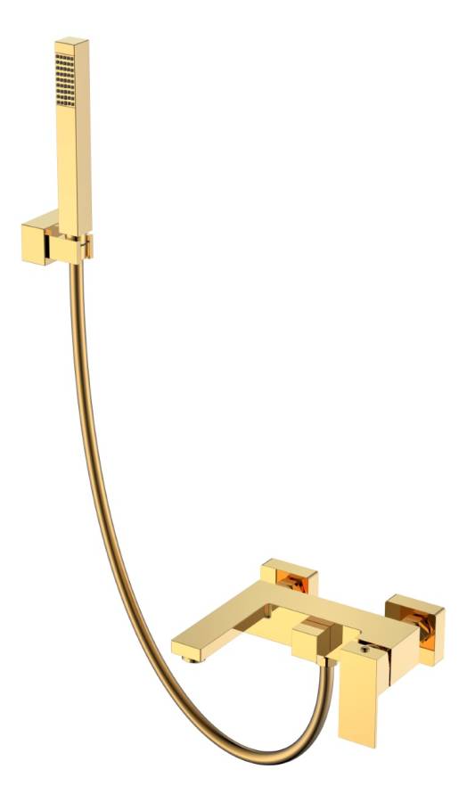 Смеситель для ванны с душем Qubic Shinny Gold Смеситель для ванны с душем Qubic Shinny Gold