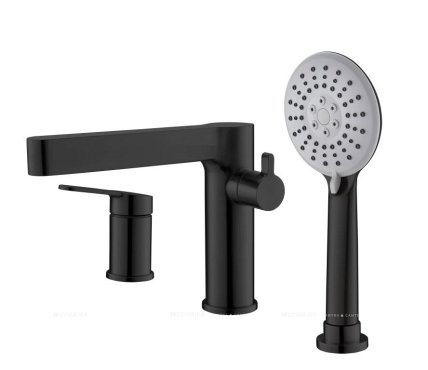 DELTA Смеситель на борт ванны с ручным выдвижным душем, чёрный матовый, DEL-BVD3-NERO DELTA Смеситель на борт ванны с ручным выдвижным душем, чёрный матовый, DEL-BVD3-NERO