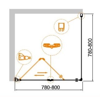 ECO-O-AS-1-80-C-Cr Душевой уголок ECO-O-AS-1-80-C-Cr Душевой уголок