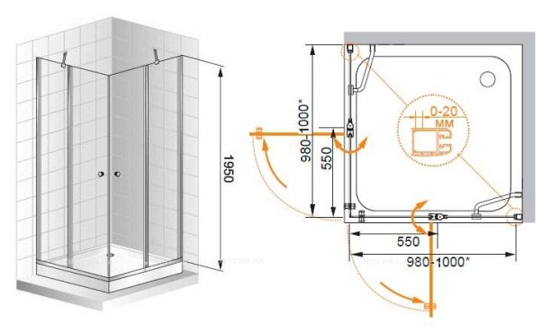 ELENA-W-A-22-100-P-Cr Душевой уголок ELENA-W-A-22-100-P-Cr Душевой уголок