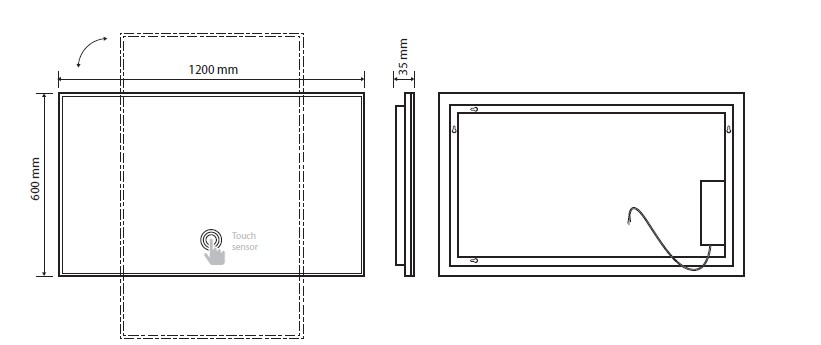 Зеркало с подсветкой и "Touch"сенсором 1200 ммx600 мм Зеркало с подсветкой и "Touch"сенсором 1200 ммx600 мм