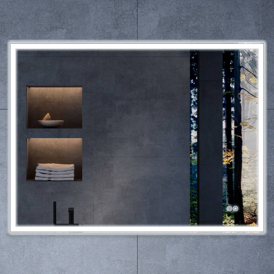 Зеркало LED VLM-3VN800-2 800х600 c сенсорным выключателем и диммером, антизапотевание Зеркало LED VLM-3VN800-2 800х600 c сенсорным выключателем и диммером, антизапотевание