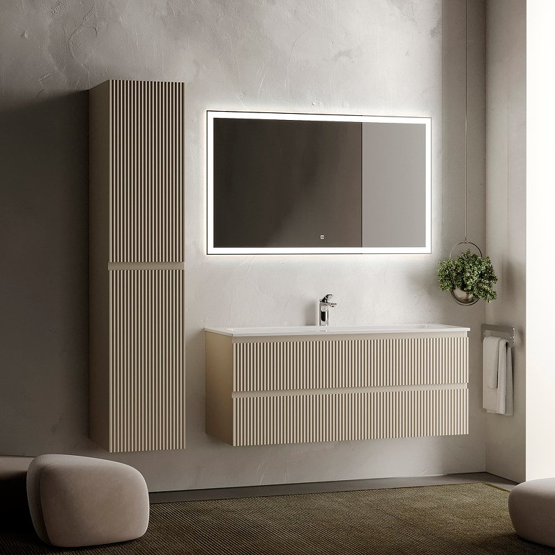 Тумба подвесная SANCOS Snob R 1195х445х500, c двумя ящиками оснащенными доводчиками, Beige Soft, арт.SNR120CE Тумба подвесная SANCOS Snob R 1195х445х500, c двумя ящиками оснащенными доводчиками, Beige Soft, арт.SNR120CE