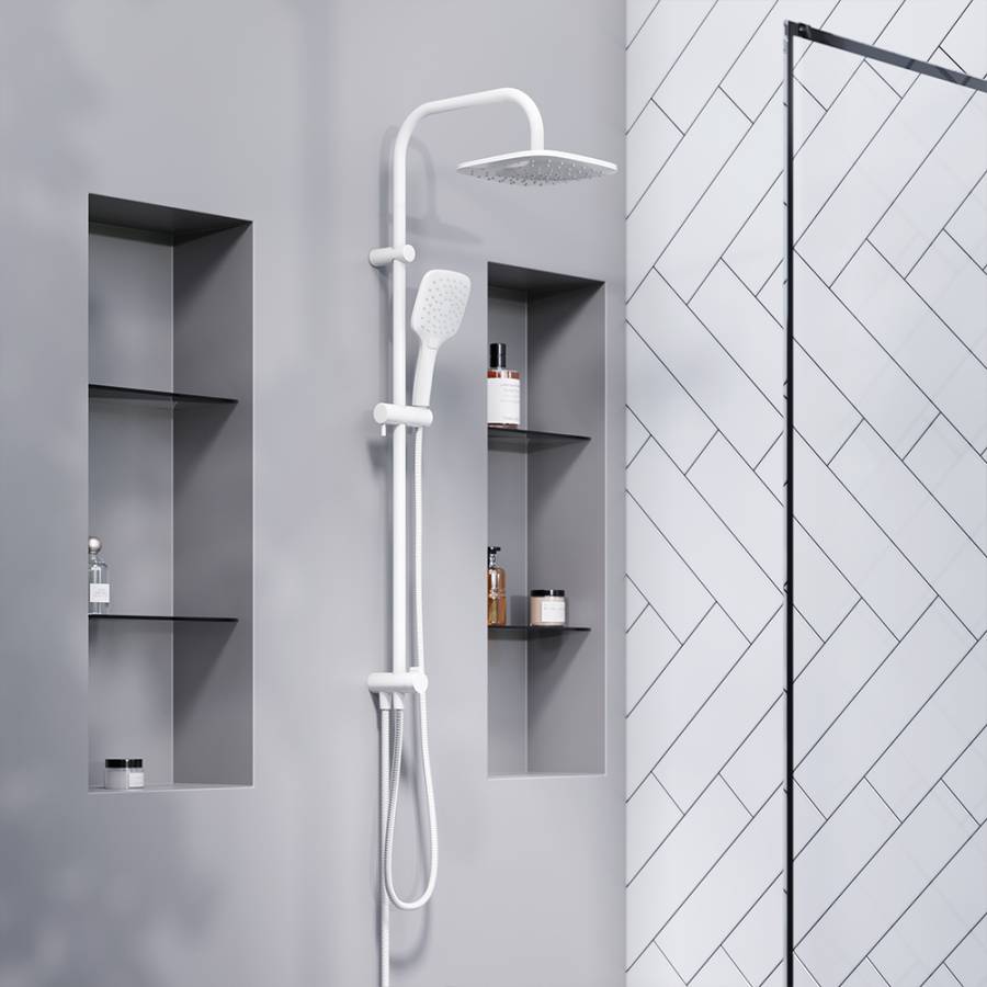 931000200 Eclipse, душ. система: верхний душ 220мм, ручн.душ 3 ф-ии 120 мм, штанга 1010 мм, Белый 931000200 Eclipse, душ. система: верхний душ 220мм, ручн.душ 3 ф-ии 120 мм, штанга 1010 мм, Белый