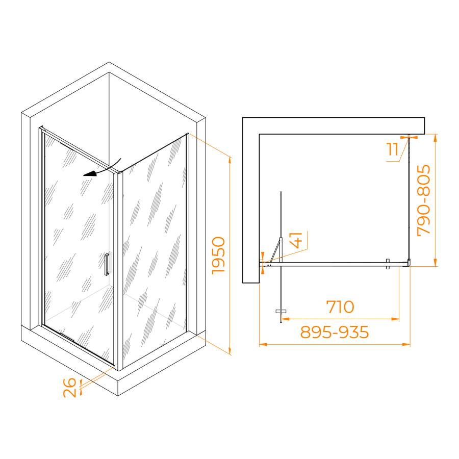 Душевой уголок  90* 80*195 RGW SV-145B (SV-05B + Z-050-2B) Прямоуг./Чёрный/Прозрачное/8 мм (Easy) Душевой уголок  90* 80*195 RGW SV-145B (SV-05B + Z-050-2B) Прямоуг./Чёрный/Прозрачное/8 мм (Easy)