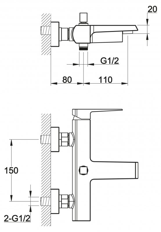 ARLIE Смеситель для ванны и душа, хром ARL-VASM-CRM ARLIE Смеситель для ванны и душа, хром ARL-VASM-CRM