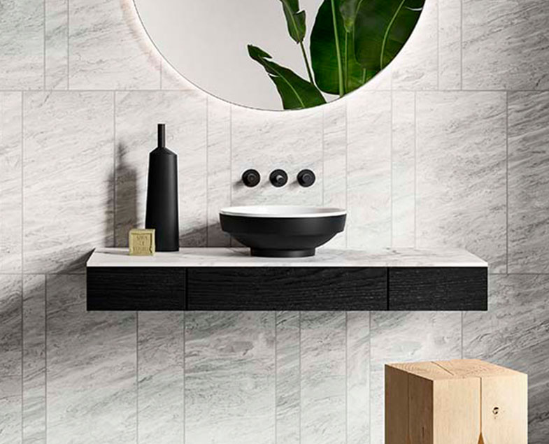 Модуль 90 см под раковину с выдвижным ящиком, правосторонний, черный дуб Модуль 90 см под раковину с выдвижным ящиком, правосторонний, черный дуб