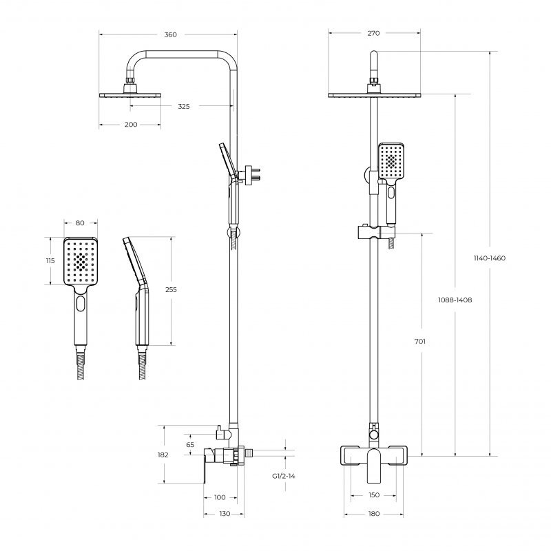 SLIDER-CD-IN Душевая стойка со смесителем, сатин SLIDER-CD-IN Душевая стойка со смесителем, сатин