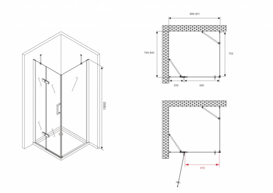 Душевой уголок ABBER Zart AG08090-S81 Душевой уголок ABBER Zart AG08090-S81