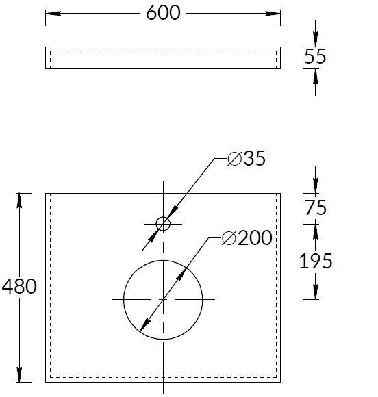 Столешница из керамогранита Роверелла 60x48, темно-серая, CN60.DL501320R Столешница из керамогранита Роверелла 60x48, темно-серая, CN60.DL501320R
