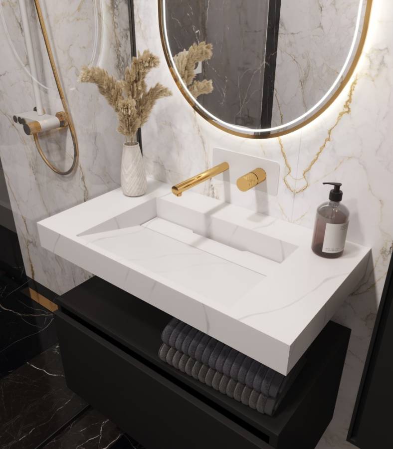 Столешница моноблок FLAT CALACATTA (810*452*80) Столешница моноблок FLAT CALACATTA (810*452*80)