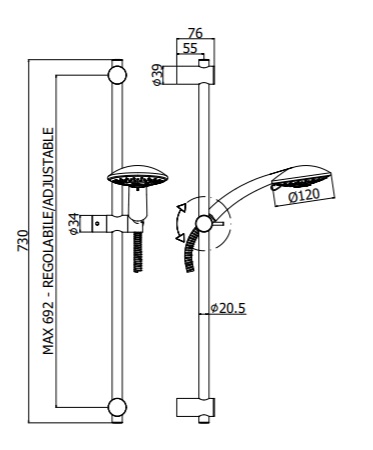 Душевой гарнитур Paffoni Prestige ZSAL118CR хром Душевой гарнитур Paffoni Prestige ZSAL118CR хром