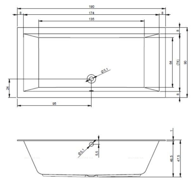 Акриловая ванна Riho Lugo  190x90 