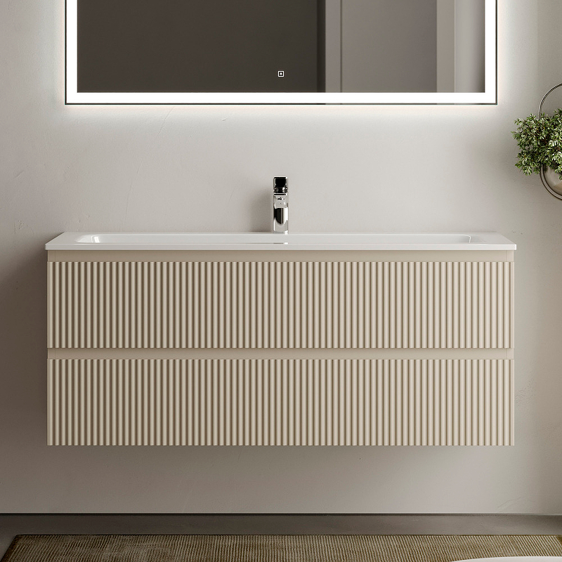 Тумба подвесная SANCOS Snob R 1195х445х500, c двумя ящиками оснащенными доводчиками, Beige Soft, арт.SNR120CE Тумба подвесная SANCOS Snob R 1195х445х500, c двумя ящиками оснащенными доводчиками, Beige Soft, арт.SNR120CE