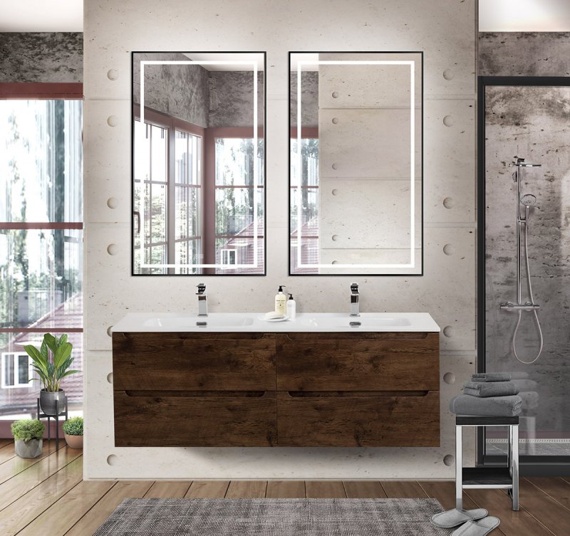 Керамическая раковина с двумя чашами BelBagno BB-8099-120-2 Керамическая раковина с двумя чашами BelBagno BB-8099-120-2