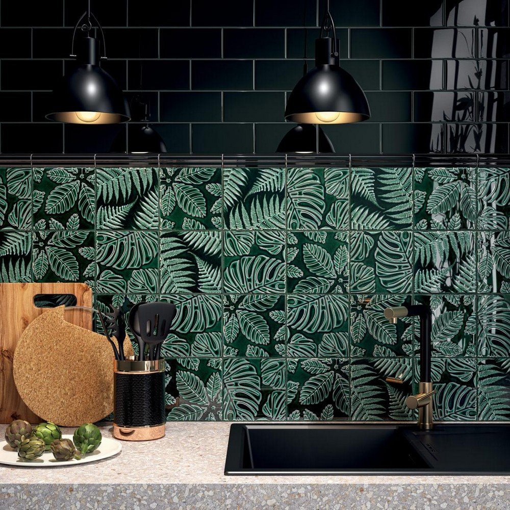 Декор SFD001 Сантана 3 структура зеленый темный 15см*15см*9мм (1уп/30шт/0,675м2) флопа, шт Декор SFD001 Сантана 3 структура зеленый темный 15см*15см*9мм (1уп/30шт/0,675м2) флопа, шт