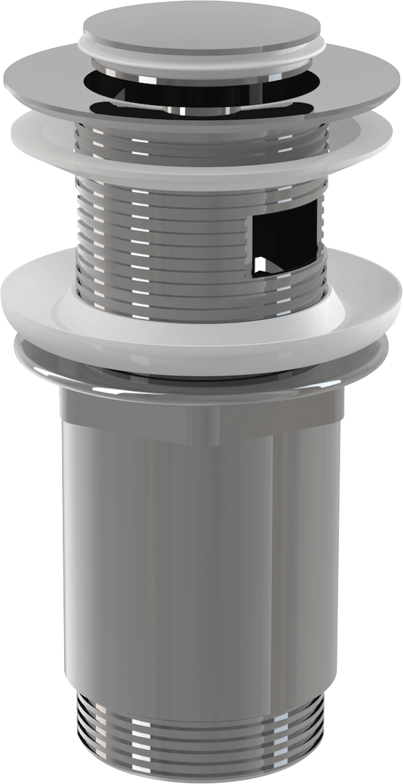 Донный клапан сифона для умывальника CLICK/CLACK 5/4", цельнометаллический с переливом и малой заглушкой Донный клапан сифона для умывальника CLICK/CLACK 5/4", цельнометаллический с переливом и малой заглушкой