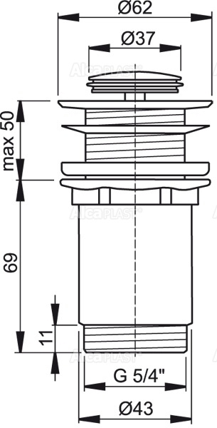 Донный клапан сифона для умывальника CLICK/CLACK 5/4", цельнометаллический с малой заглушкой, без перелива, для пластиковых и стеклянных умывальников Донный клапан сифона для умывальника CLICK/CLACK 5/4", цельнометаллический с малой заглушкой, без перелива, для пластиковых и стеклянных умывальников