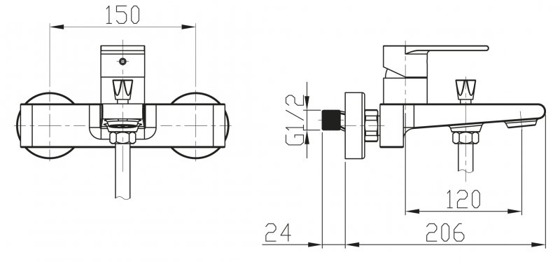 NOVA Смеситель для ванны и душа, нержавеющая сталь NOV-VASM-IN NOVA Смеситель для ванны и душа, нержавеющая сталь NOV-VASM-IN