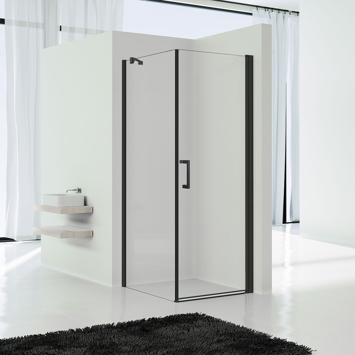 Душевой уголок Orta VSR-1O9090CLB, 900*900, черный, стекло прозрачное Душевой уголок Orta VSR-1O9090CLB, 900*900, черный, стекло прозрачное