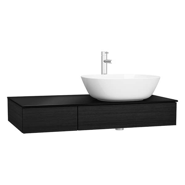 Модуль 90 см под раковину с выдвижным ящиком, правосторонний, черный дуб Модуль 90 см под раковину с выдвижным ящиком, правосторонний, черный дуб