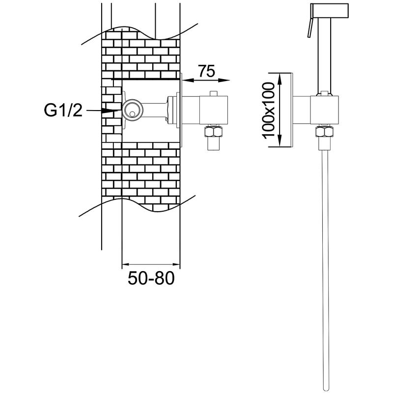 Гигиенический душ с термостатом Rose R965H, черный Гигиенический душ с термостатом Rose R965H, черный