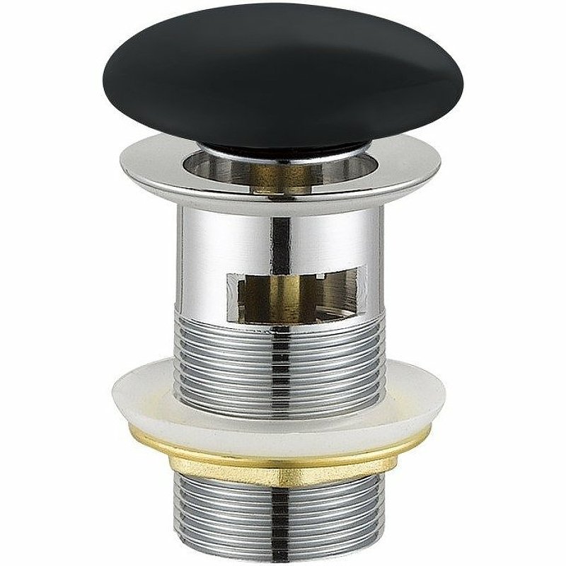 CZR-SAT7-NERO Донный клапан с системой "Клик-клак" с переливом,  чёрная керамическая крышка CZR-SAT7-NERO Донный клапан с системой "Клик-клак" с переливом,  чёрная керамическая крышка