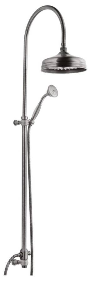 VINTAGE-CAI-01-M Душевая стойка с ручным и верхним душем с подводом воды из стены Исполнение: Хром, Ручки: Хром  VINTAGE-CAI-01-M Душевая стойка с ручным и верхним душем с подводом воды из стены Исполнение: Хром, Ручки: Хром