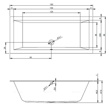 Акриловая ванна Riho Lugo 180x80 см