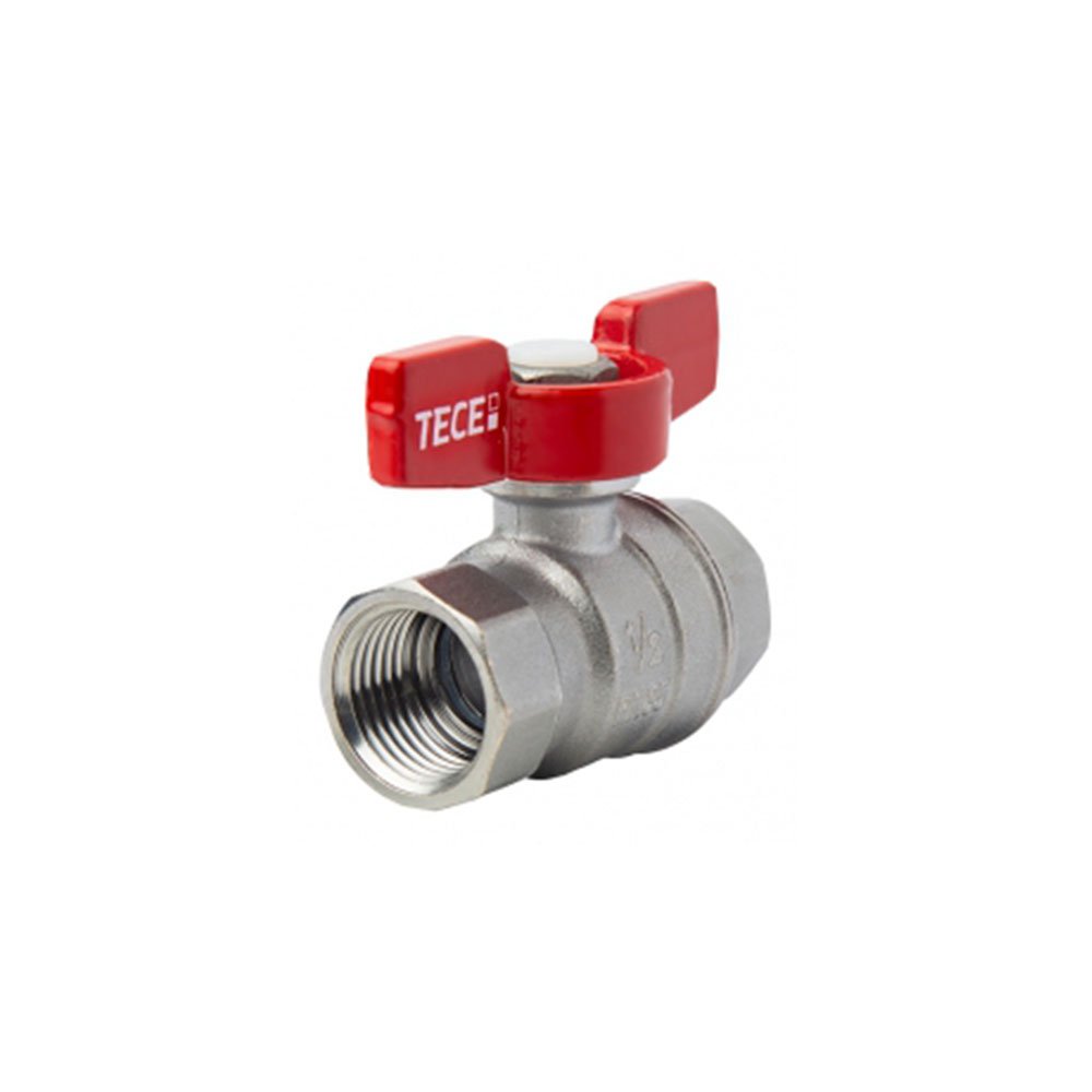 Кран шаровый полнопроходной, резьба внутр./внутр, хром., ручка -бабочка красная,3/4" Кран шаровый полнопроходной, резьба внутр./внутр, хром., ручка -бабочка красная,3/4"