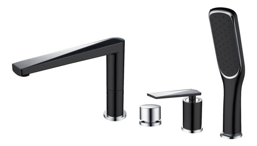 Смеситель врезной на борт ванны VENTURO черный + хром Смеситель врезной на борт ванны VENTURO черный + хром