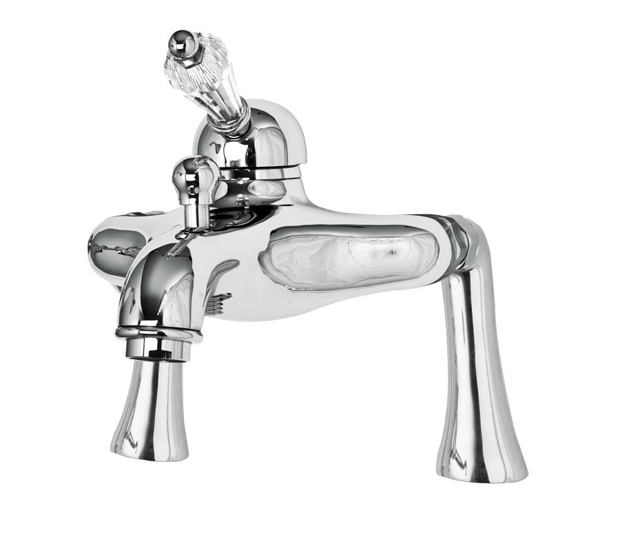 VINTAGE-PBVM-01-Sw-N Смеситель на борт ванны с ручным душем Исполнение: Хром, Ручки: Swarovski Nero  VINTAGE-PBVM-01-Sw-N Смеситель на борт ванны с ручным душем Исполнение: Хром, Ручки: Swarovski Nero