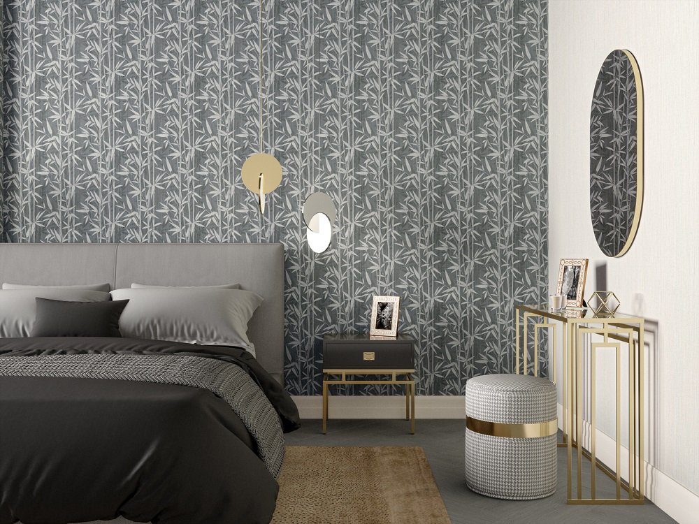 Обои виниловые Бамбук мотив, серый Обои виниловые Бамбук мотив, серый