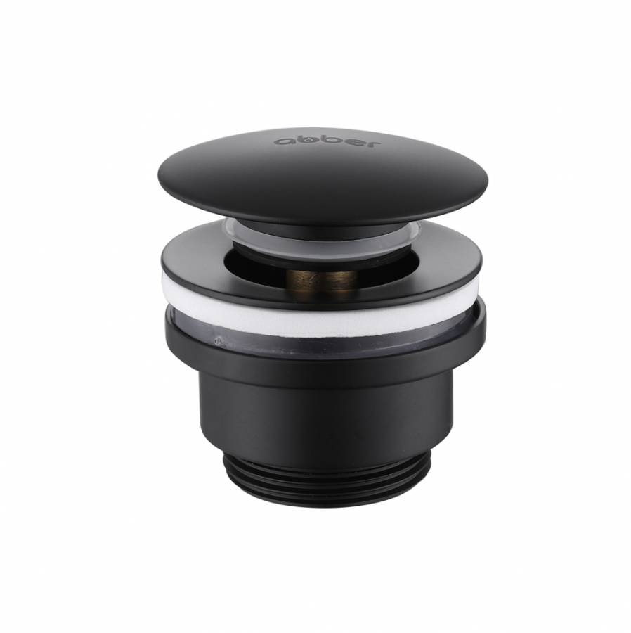Донный клапан ABBER AF0011B без перелива, клик-клак, черный матовый Донный клапан ABBER AF0011B без перелива, клик-клак, черный матовый
