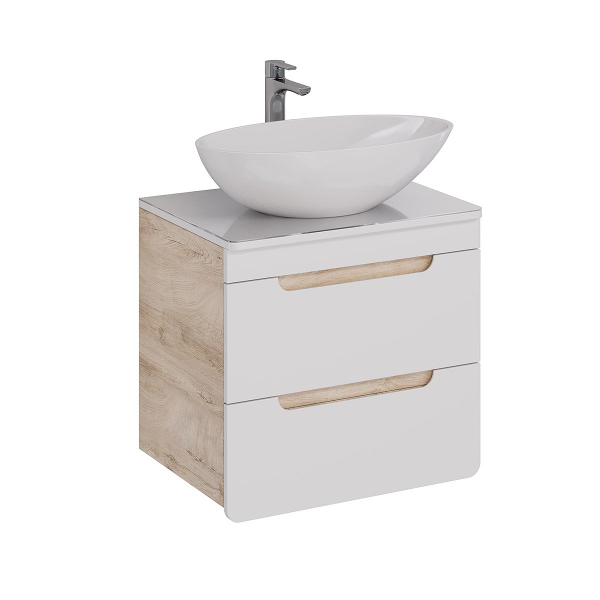 Столешница OLIVIA 65см под 1 раковину из стекла, цвет: Белый Столешница OLIVIA 65см под 1 раковину из стекла, цвет: Белый