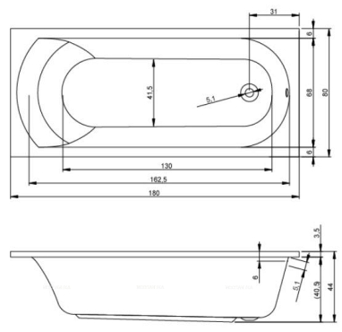 Акриловая ванна Riho Miami 180х80 B061001005