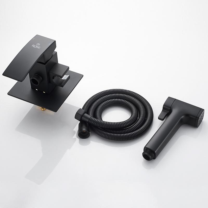 Гигиенический душ со смесителем Rose R1505H-2, черный Гигиенический душ со смесителем Rose R1505H-2, черный