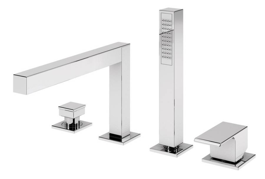 PORTA-BVDM4-SR Смеситель на борт ванны с выдвижным душем и переключателем Цвет Sunrise  PORTA-BVDM4-SR Смеситель на борт ванны с выдвижным душем и переключателем Цвет Sunrise