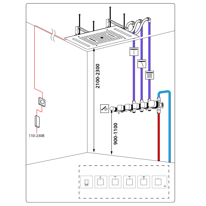 Душевая система Timo Petruma SX-5229/03SM скрытого монтажа с термостатом, черная матовая Душевая система Timo Petruma SX-5229/03SM скрытого монтажа с термостатом, черная матовая