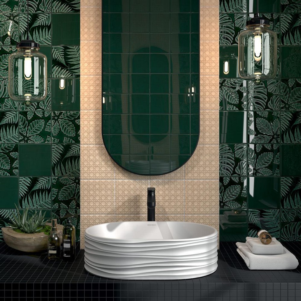 Декор SFD001 Сантана 3 структура зеленый темный 15см*15см*9мм (1уп/30шт/0,675м2) флопа, шт Декор SFD001 Сантана 3 структура зеленый темный 15см*15см*9мм (1уп/30шт/0,675м2) флопа, шт