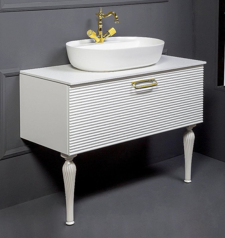 Тумба Linea 100 белая + Золото_Комплект 842-100-WG Boheme Тумба Linea 100 белая + Золото_Комплект 842-100-WG Boheme