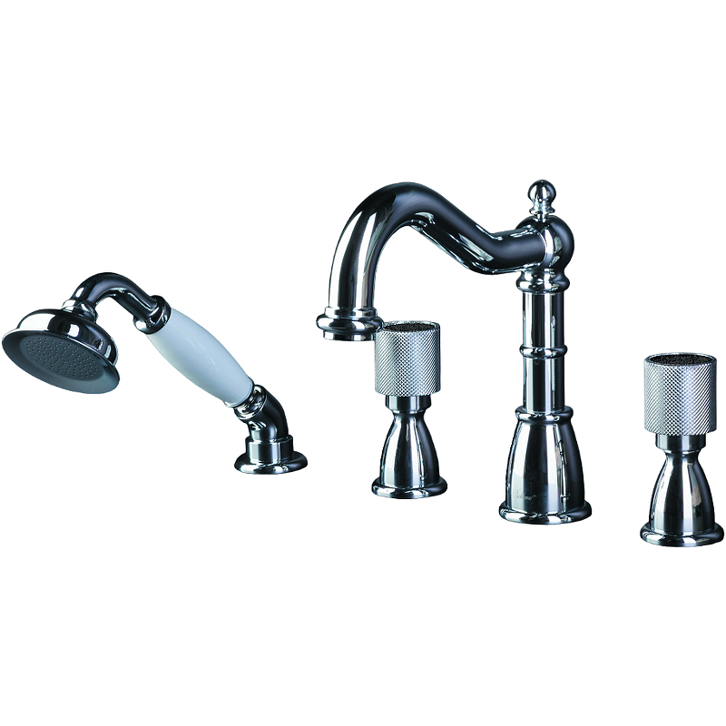 Смеситель врезной 4 отв.  ROYAL CRYSTAL black, хром_Комплект Смеситель врезной 4 отв.  ROYAL CRYSTAL black, хром_Комплект