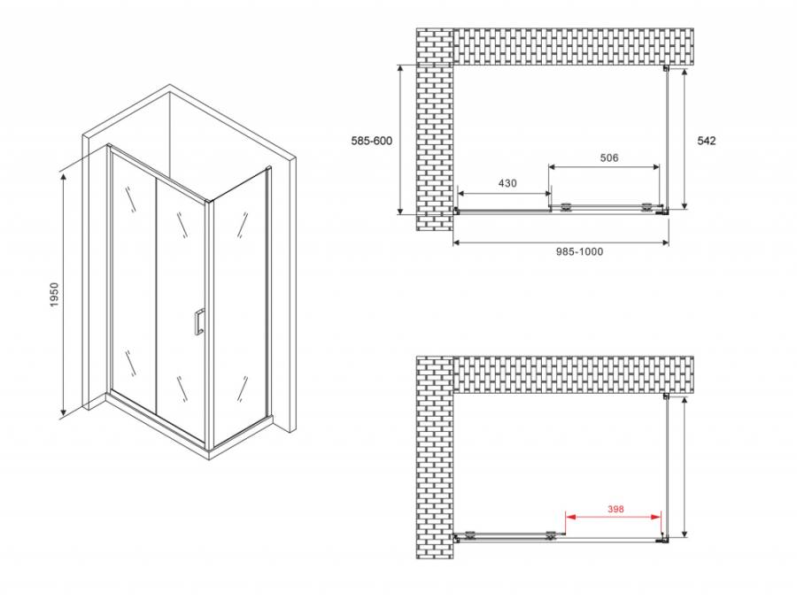 Душевой уголок ABBER Schwarzer Diamant AG30100B-S60B Душевой уголок ABBER Schwarzer Diamant AG30100B-S60B