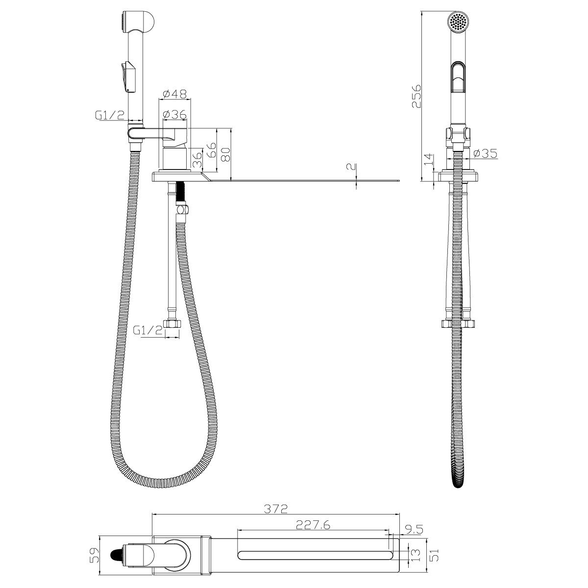 Смеситель Rossinka X25-56 с гигиеническим душем, с установкой на унитаз Смеситель Rossinka X25-56 с гигиеническим душем, с установкой на унитаз