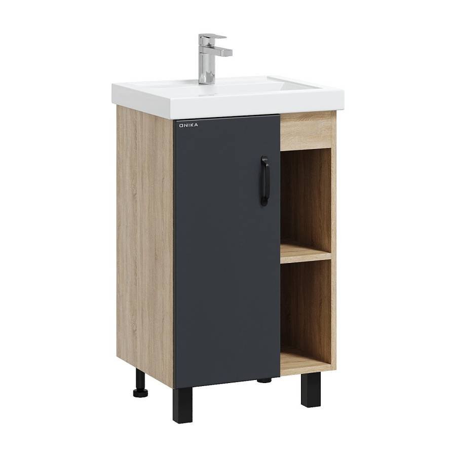 Тумба Onika Тимбер 50 напольная, серая мат./дуб сонома (ум. Фостер 50) Тумба Onika Тимбер 50 напольная, серая мат./дуб сонома (ум. Фостер 50)