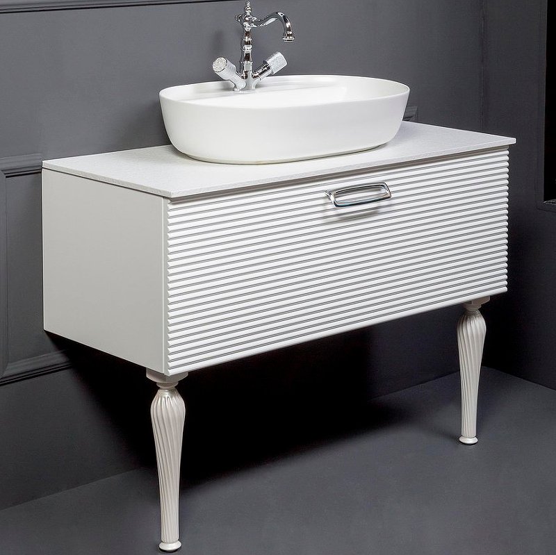 Тумба Linea 100 белая + Хром_Комплект 842-100-WCR Boheme Тумба Linea 100 белая + Хром_Комплект 842-100-WCR Boheme